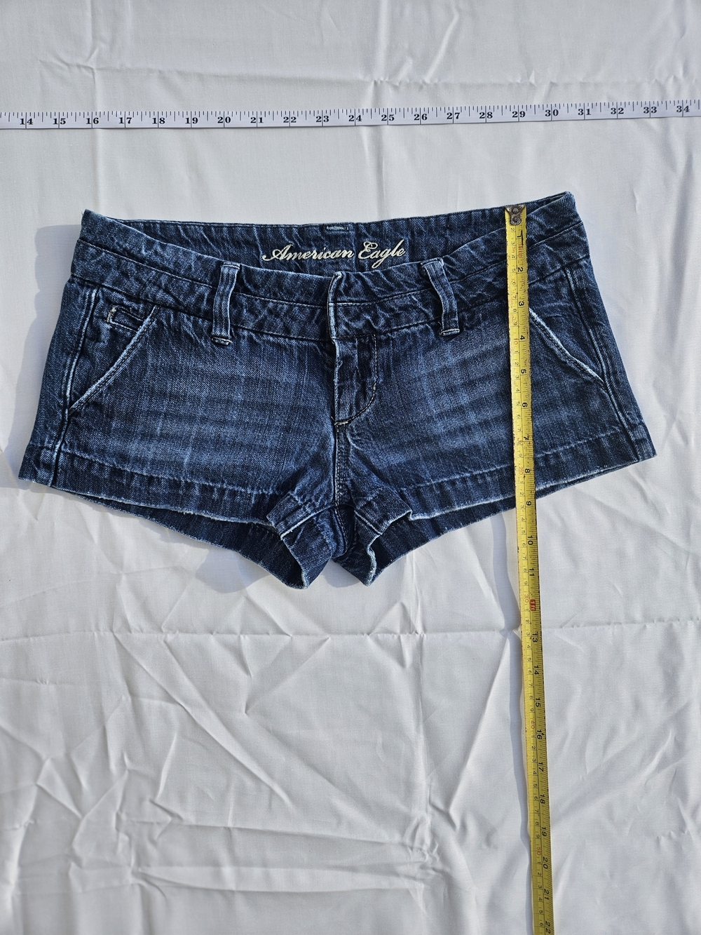 American Eagle Outfitters Women's Dark Blue Denim Shortie Shorts